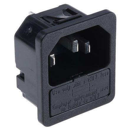 Schurter Konektor IEC C14, orientace těla: Rovný, Zacvakávací montáž velikost pojistky 5 x 20 mm Vnější, 250V 10A