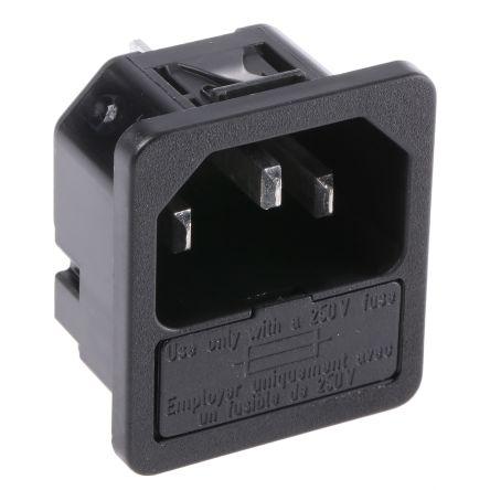 Schurter Konektor IEC C14, orientace těla: Rovný, Zacvakávací montáž velikost pojistky 5 x 20 mm Vnější, 250V 10A