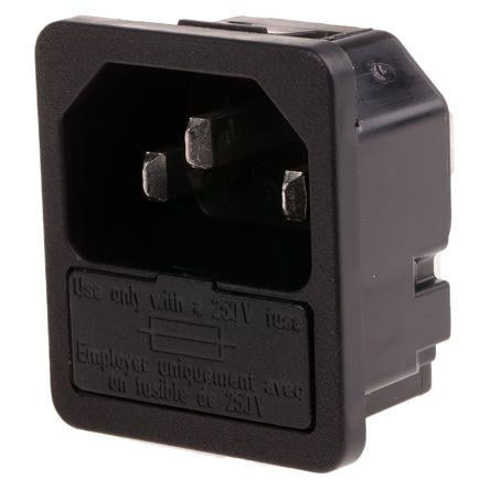 Schurter Konektor IEC C14, orientace těla: Rovný, Zacvakávací montáž velikost pojistky 5 x 20 mm Vnější, 250V 10A