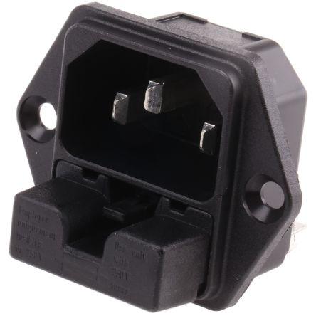 Schurter Konektor IEC C14, orientace těla: Rovný, Montáž do panelu velikost pojistky 5 x 20 mm Vnější, 250V 10A