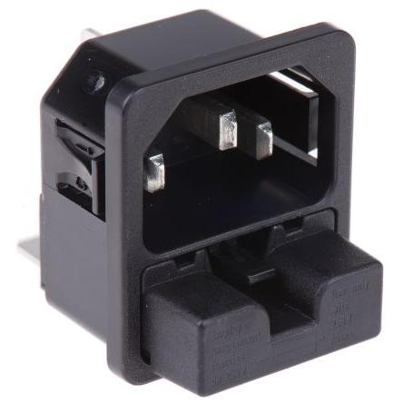 Schurter Konektor IEC C14, orientace těla: Rovný, Zacvakávací montáž velikost pojistky 5 x 20 mm Vnější, 250V 10A
