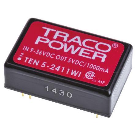 TRACOPOWER Měnič DC/DC TEN 5WI, výstup: 5V dc 1.5 kV dc, Vin 36V dc 1 A, Vin 18V 5 W -40 °C 85 °C Montáž na plošný spoj