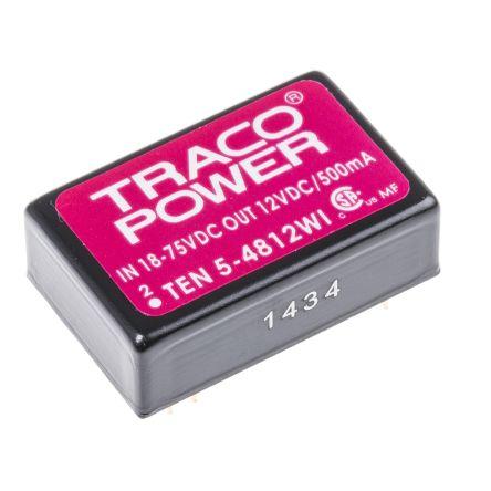 TRACOPOWER Měnič DC/DC TEN 5WI, výstup: 12V dc 1.5 kV dc, Vin 75V dc 500 mA, Vin 36V 6 W -40 °C 85 °C Montáž na plošný
