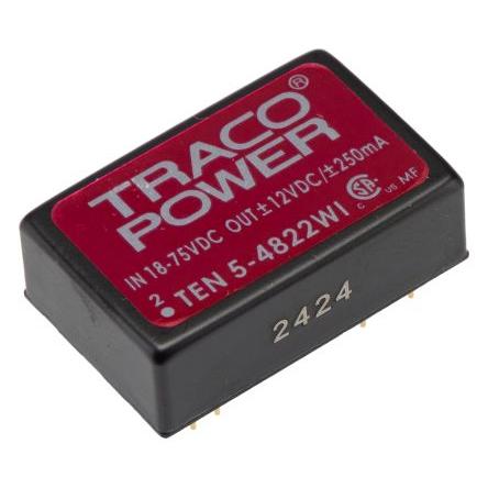 TRACOPOWER Měnič DC/DC TEN 5WI, výstup: 15V, -15 V 1.5 kV dc, Vin 75V dc 250 mA, Vin 36V 6 W -40 °C 85 °C Montáž na
