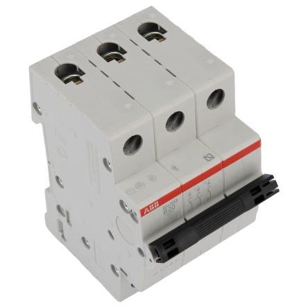 ABB Miniaturní jistič, rozsah: SH200 3pólový 20A vypínací výkon 6 kA, charakteristika: Typ B, rozsah: ComPact Home 440V