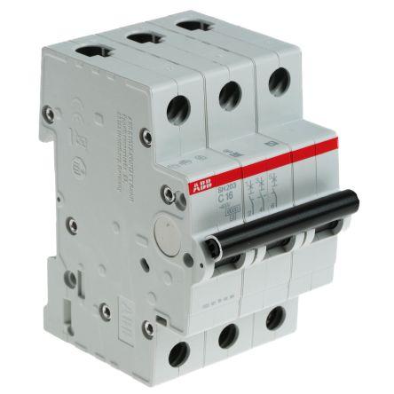 ABB Miniaturní jistič, rozsah: SH200 3pólový 16A vypínací výkon 6 kA, charakteristika: Typ C, rozsah: ComPact Home 440V