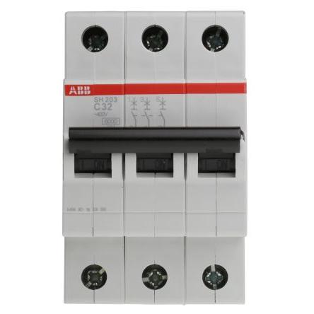 ABB Miniaturní jistič, rozsah: SH200 3pólový 32A vypínací výkon 6 kA, charakteristika: Typ C, rozsah: ComPact Home 440V