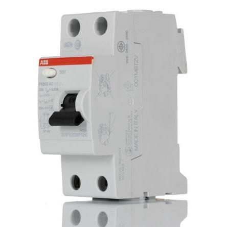 Jistič zbytkového proudu 2pólový Typ AC 25A 30 mA ABB Typ A RCCBs F200 FH200 CE