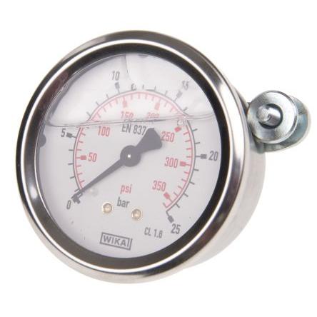 Tlakoměr 9314196 63 mm G 1/4 Nerezová ocel, 60 °C 25 bar 0 bar WIKA
