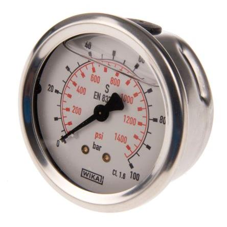 Tlakoměr 46852703 63 mm G 1/4 Nerezová ocel, 60 °C 100 bar 0 bar WIKA