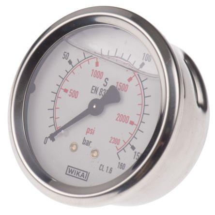 Tlakoměr 9314200 63 mm G 1/4 Nerezová ocel, 60 °C 160 bar 0 bar WIKA