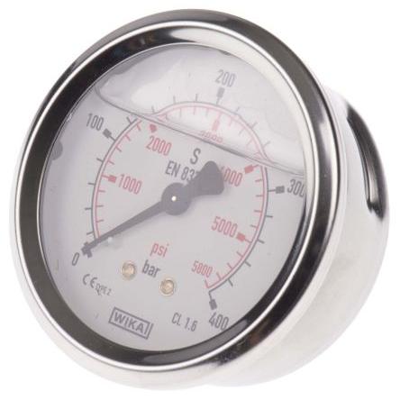 Tlakoměr 9314203 63 mm G 1/4 Nerezová ocel, 60 °C 400 bar 0 bar WIKA