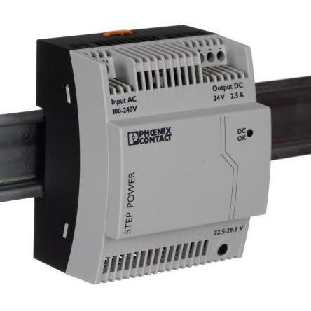 Phoenix Contact Napájecí zdroj na lištu DIN STEP-PS/1AC/24DC/2.5, počet výstupů: 1 Spínaný režim 264V ac 2.5 A St. 29.5V