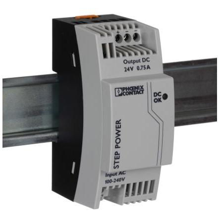 Phoenix Contact Napájecí zdroj na lištu DIN STEP-PS/1AC/24DC/0.75, počet výstupů: 2 Spínaný režim 264V ac 750 mA St. 24V