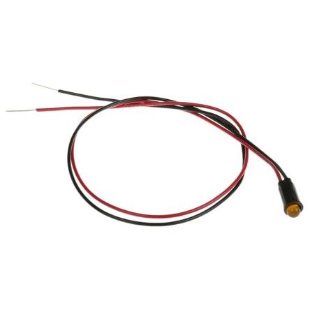 Indikátor pro montáž do panelu, řada: 559 Žlutá, typ žárovky: LED Olověný drát Dialight 12V dc 6.4 mm
