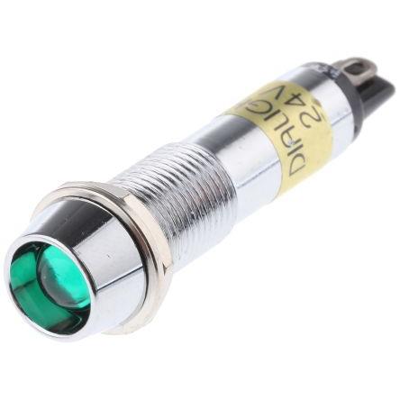 Indikátor, řada: 609 Zelená, typ žárovky: LED Pájecí plíšek Dialight 24V dc 9 mm