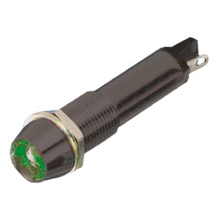 Indikátor pro montáž do panelu Zapuštěný barva Zelená Pájecí plíšek, 24V dc Dialight