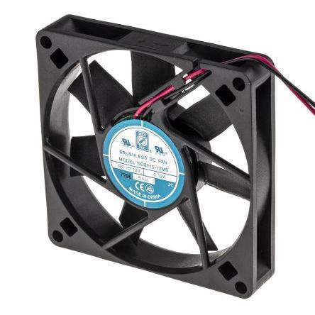 RS PRO Axiální ventilátor, řada: RS PRO, průtok vzduchu: 39.1 m³/h 1.8 W 12V dc 120 mA 80 mm 80mm 15 mm