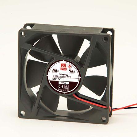 RS PRO Axiální ventilátor, řada: RS PRO, průtok vzduchu: 68 m³/h 1.8 W 12V dc 180 mA 80 mm 80mm 25 mm