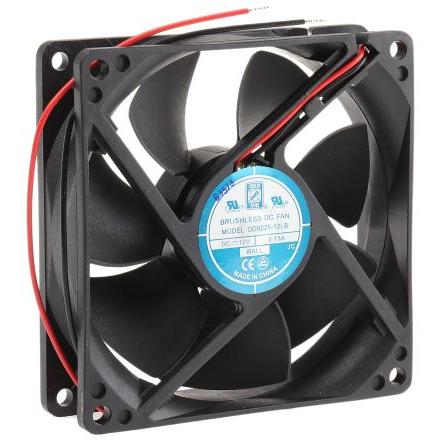 RS PRO Axiální ventilátor, řada: RS PRO, průtok vzduchu: 49.3 m³/h 1.6 W 12V dc 100 mA 92.5 mm 92.5mm 25 mm
