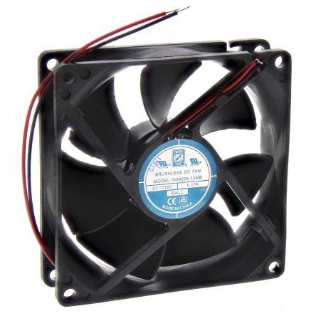 RS PRO Axiální ventilátor, řada: RS PRO, průtok vzduchu: 74.8 m³/h 2 W 12V dc 150 mA 92.5 mm 92.5mm 25 mm