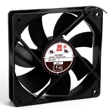 RS PRO Axiální ventilátor, řada: RS PRO, průtok vzduchu: 122.3 m³/h 3 W 12V dc 240 mA 120 mm 120mm 25 mm