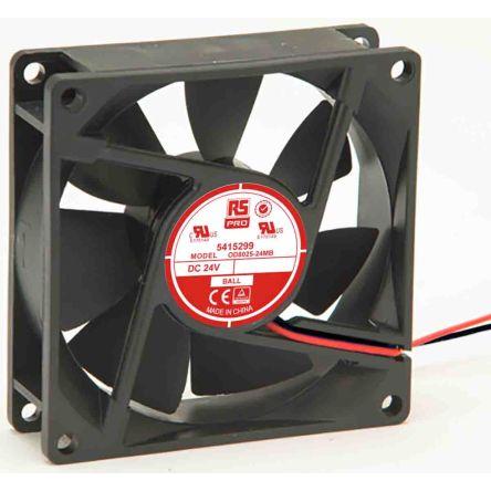 RS PRO Axiální ventilátor, řada: RS PRO, průtok vzduchu: 52.7 m³/h 1.67 W 24V dc 60 mA 80 mm 80mm 25 mm