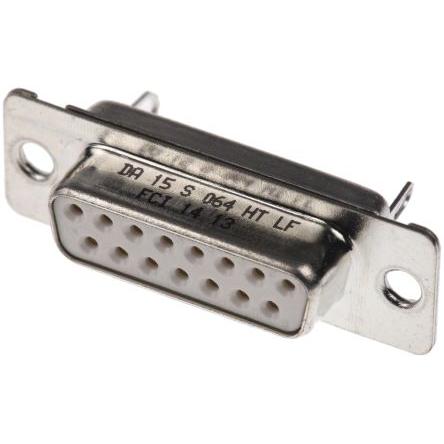 Amphenol Communications Solutions Konektor D-Sub, počet kontaktů: 15, orientace těla: Rovný 2.74 mm, Montáž do panelu