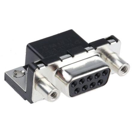 Amphenol Communications Solutions Konektor D-Sub, řada: Delta D, počet kontaktů: 9, orientace těla: Pravý úhel 2.74 mm,