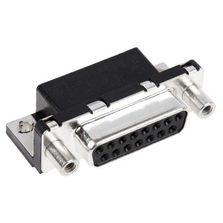 Amphenol Communications Solutions Konektor D-Sub, řada: Delta D, počet kontaktů: 15, orientace těla: Pravý úhel 2.74 mm,