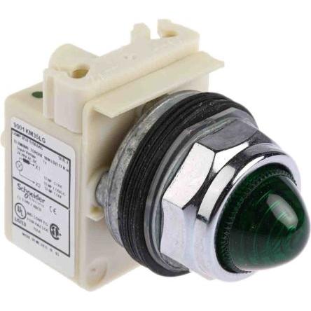 Schneider Electric Kontrolka, řada: Harmony 9001K Zapuštěná montáž LED Zelená, průměr výřezu: 30 mm IP66 Kulatý 24V