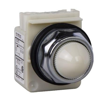 Schneider Electric Kontrolka, řada: Harmony 9001K Zapuštěná montáž LED Bílá, průměr výřezu: 30 mm IP66 Kulatý 24 V ac,