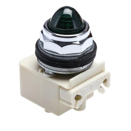 Schneider Electric Kontrolka, řada: Harmony 9001K Zapuštěná montáž LED Zelená, průměr výřezu: 30 mm IP66 Kulatý 120 V