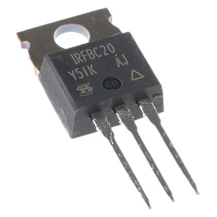 řada: IRFBC20 Výkonový MOSFET IRFBC20PBF N-kanálový 2.2 A 600 V Vishay, JEDEC TO-220AB, počet kolíků: 3 kolíkový