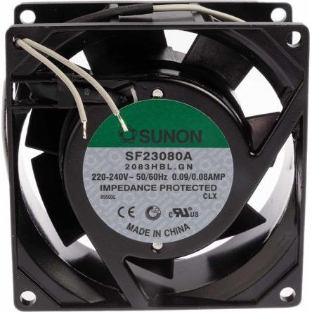 Sunon Axiální ventilátor, řada: SF, průtok vzduchu: 40.8 m³/h 18 W 230V ac 90 mA 80 mm 80mm 38 mm