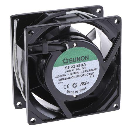 Sunon Axiální ventilátor, řada: SF, průtok vzduchu: 39.1 m³/h 16 W 230V ac 80 mA 80 mm 80mm 38 mm