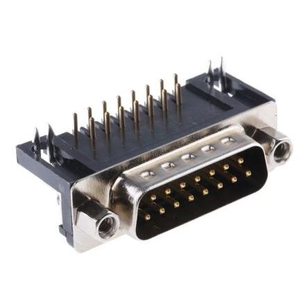 RS PRO Konektor D-Sub, počet kontaktů: 15, orientace těla: Pravý úhel 2.77 mm, Průchozí otvor Vnější, D-SUB, 250V, A, 4