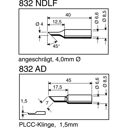 Ersa Pájecí hrot 4 mm 40 mm 45 ° Kopyto, pro použití s: Elektrické nářadí