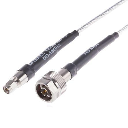 Koaxiální kabel, řada: Test Pro, Zelená Vnější, A: SMA Vnější, B: Typ N 910 mm Radiall
