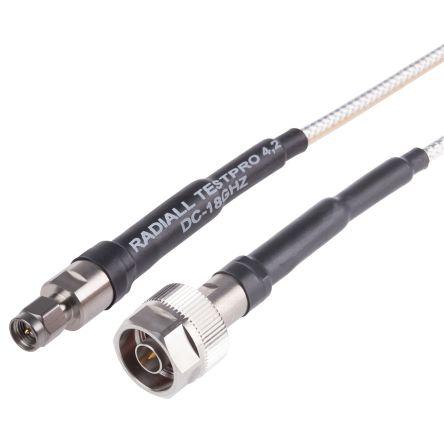 Koaxiální kabel, řada: Test Pro, Zelená Vnější, A: SMA Vnější, B: Typ N 1.2 m Radiall