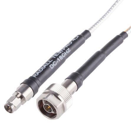 Koaxiální kabel, řada: Test Pro, Zelená Vnější, A: SMA Vnější, B: Typ N 1.8 m Radiall