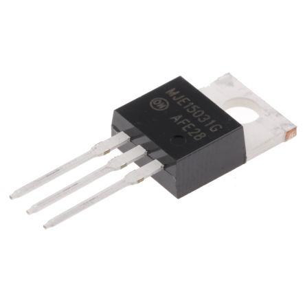 onsemi Tranzistor MJE15031G -8 A PnP -150 V, TO-220, počet kolíků: 3 kolíkový Jednoduchý