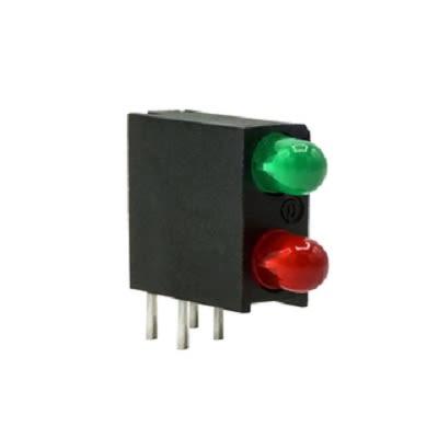 PCB LED indikátor, řada: 553 barva Zelená, Červená Pravý úhel 2 LED 5 mm (T-1 3/4) 60 ° Dialight 20 V