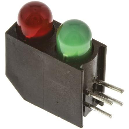 PCB LED indikátor barva Zelená, Červená Pravý úhel 2 LED 5 mm (T-1 3/4) 65 ° Dialight 2.55 V