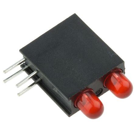 PCB LED indikátor, řada: 553 barva Červená Pravý úhel 2 LED 5 mm (T-1 3/4) 60 ° Dialight 2.2 V