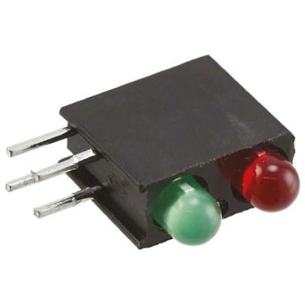 PCB LED indikátor, řada: 553 barva Zelená, Červená Pravý úhel 2 LED 5 mm (T-1 3/4) 60 ° Dialight 2.2 V