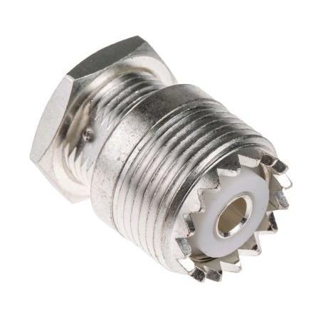 RS PRO Koaxiální konektor, řada: RS PRO Vnitřní, 50 Ω, orientace těla: Rovný, Montáž do panelu Konektor UHF Přepážka