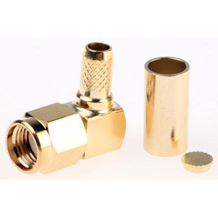 RS PRO Koaxiální konektor, řada: RS PRO Vnější, 50 Ω, orientace těla: Pravý úhel, Kabel Konektor SMA Krimpovací, 18GHz
