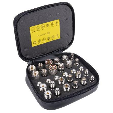 Sada rádiových konektorů Adaptér, obsahuje: Mini UHF, UHF, Řada TNC a SMA, N, 30 RF koaxiálních adaptérů pro propojení