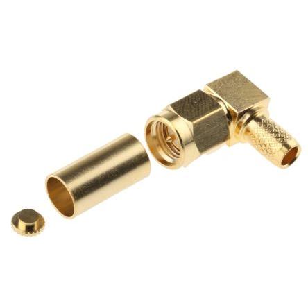 RS PRO Koaxiální konektor, řada: RS PRO Vnější, 50 Ω, orientace těla: Pravý úhel, Kabel Konektor SMA Krimpovací, 18GHz